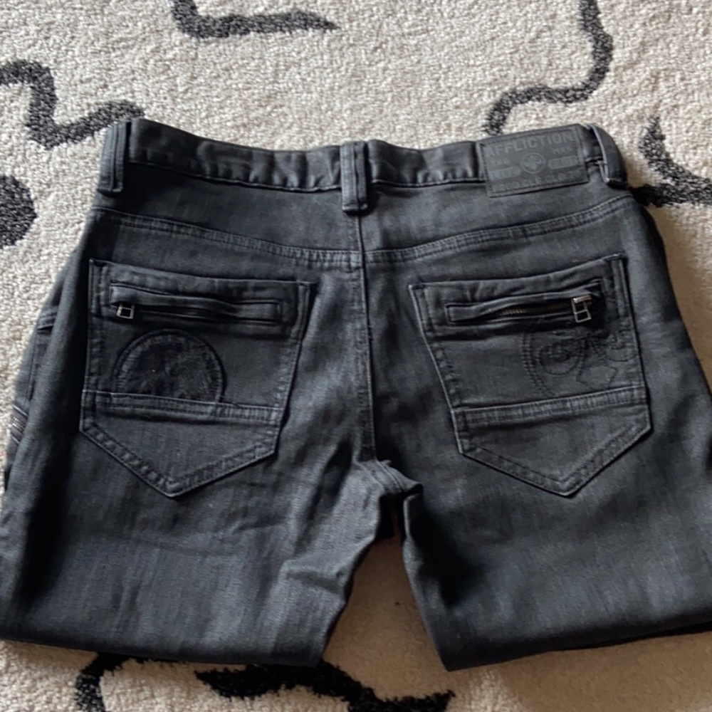 Affliction Ash Gray Distressed Jeans